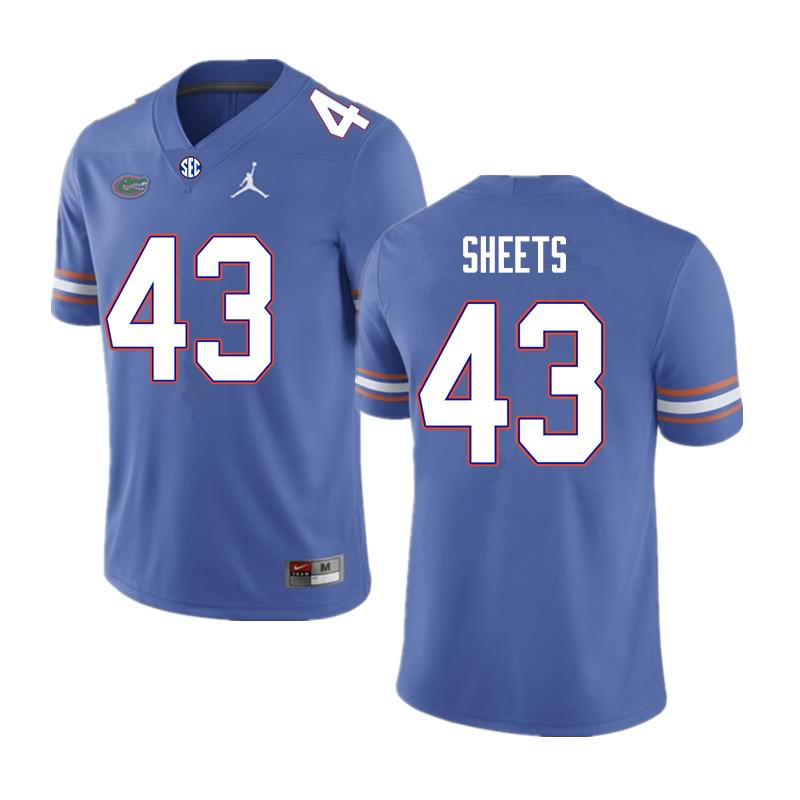NCAA Florida Gators Jake Sheets Men's #43 Nike Royal Stitched Authentic College Football Jersey INF1664OH